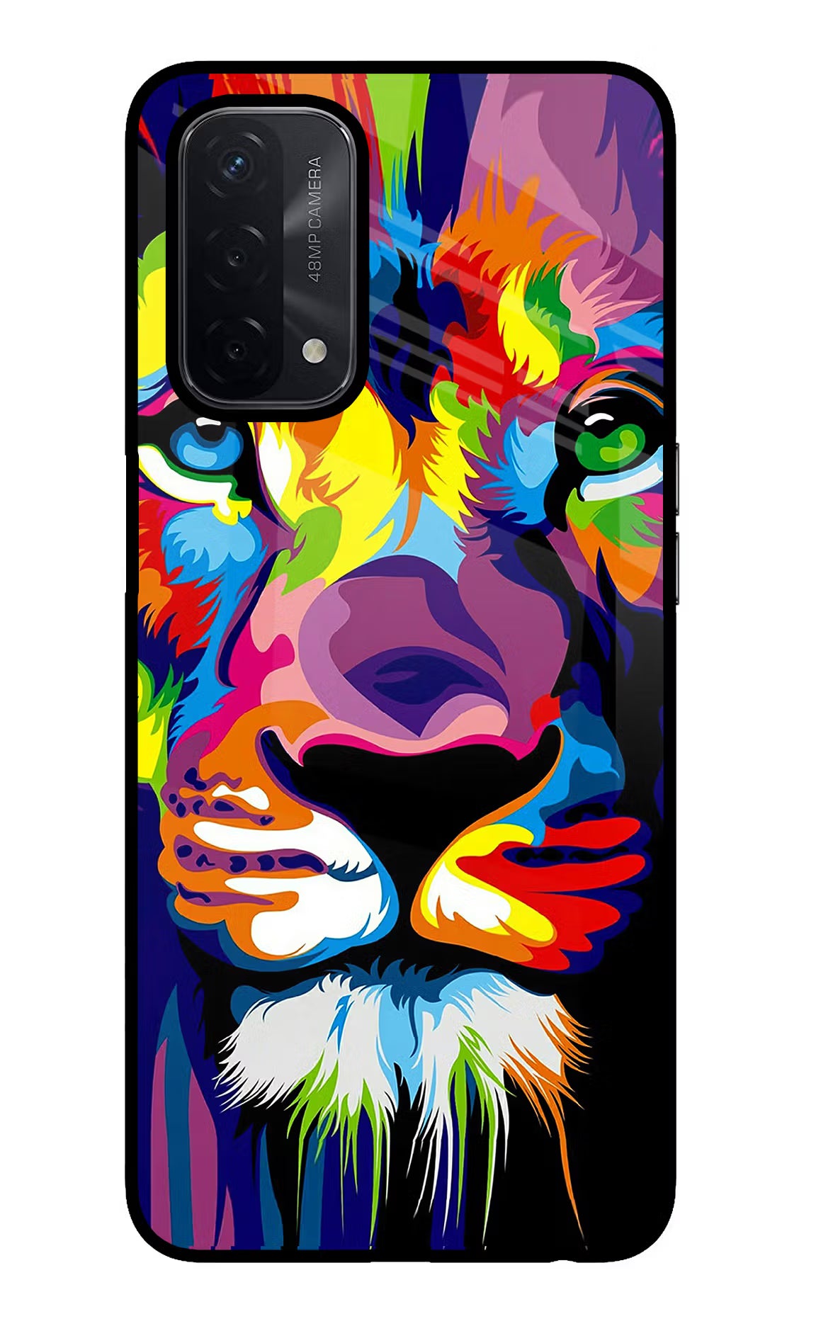 Lion Oppo A74 5G Glass Case Back Cover by Casekaro