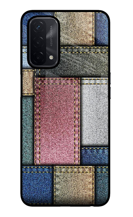 Multicolor Jeans Oppo A74 5G Glass Case