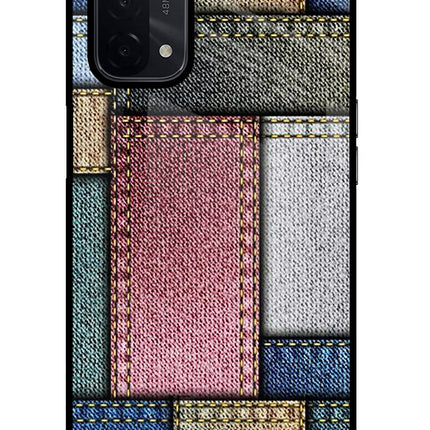 Multicolor Jeans Oppo A74 5G Glass Case