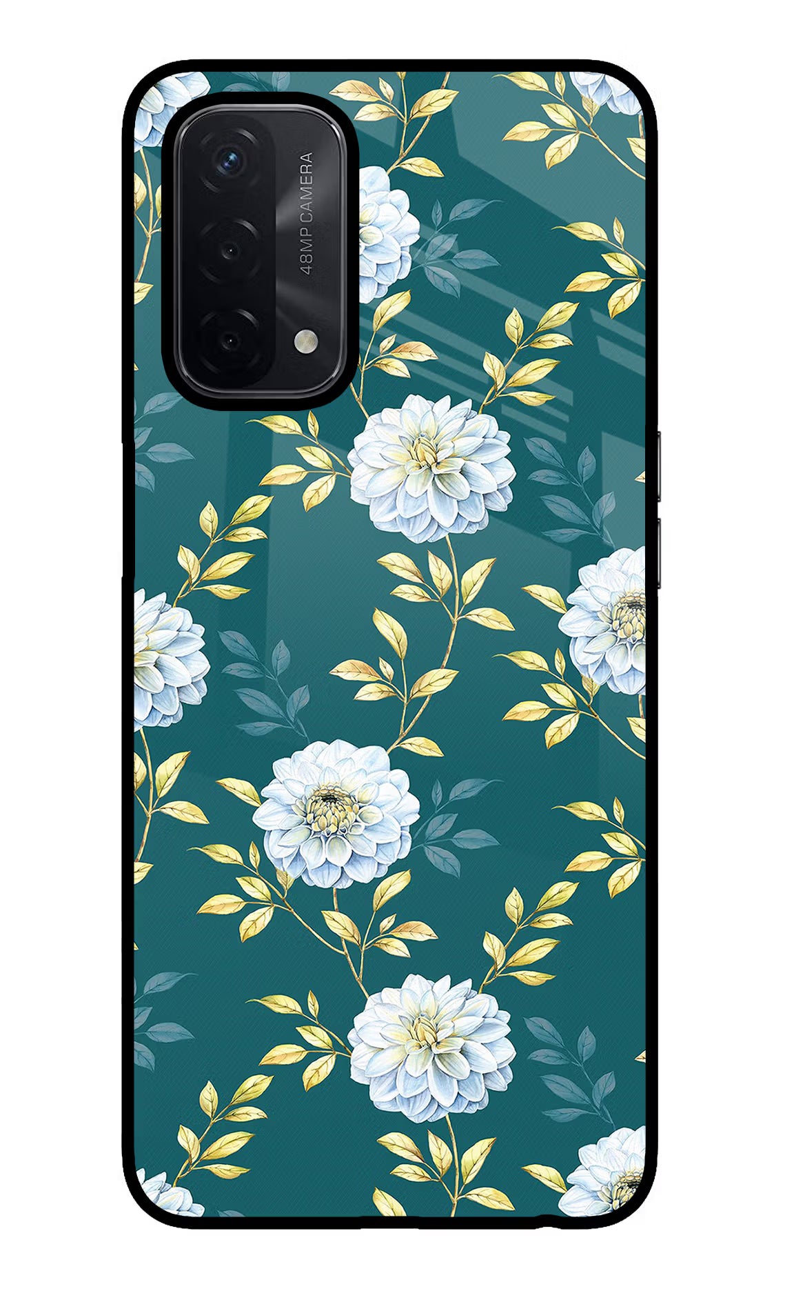 Flowers Oppo A74 5G Glass Case Back Cover by Casekaro