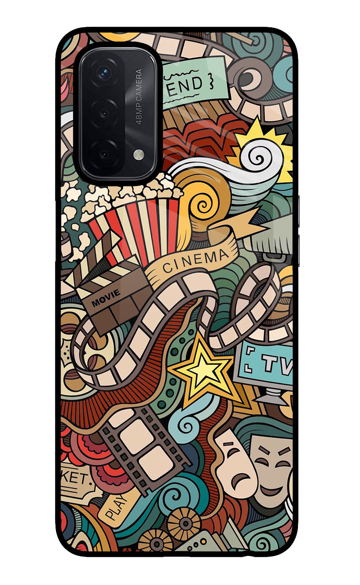 Cinema Abstract Oppo A74 5G Glass Case Back Cover by Casekaro