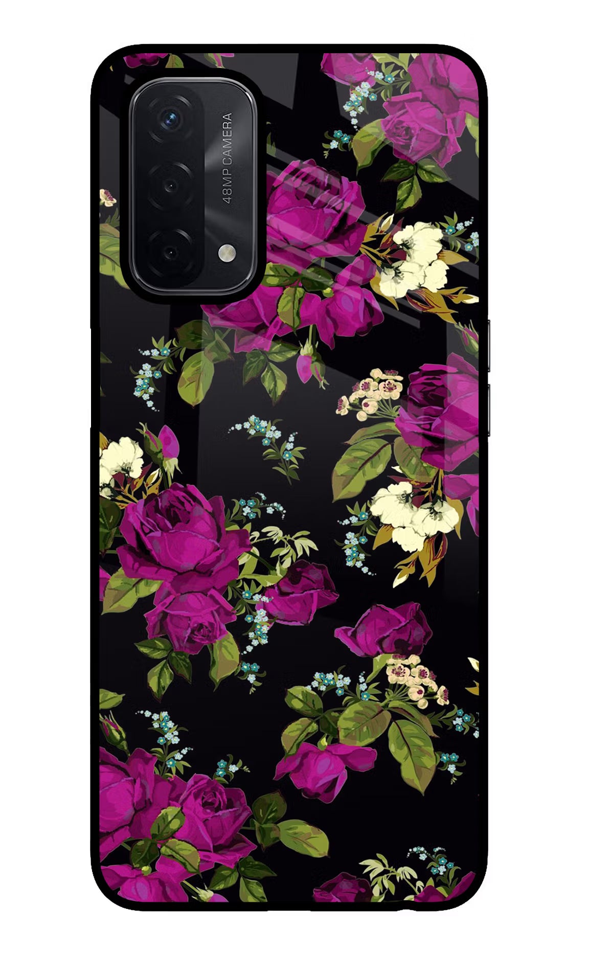 Flowers Oppo A74 5G Glass Case Back Cover by Casekaro