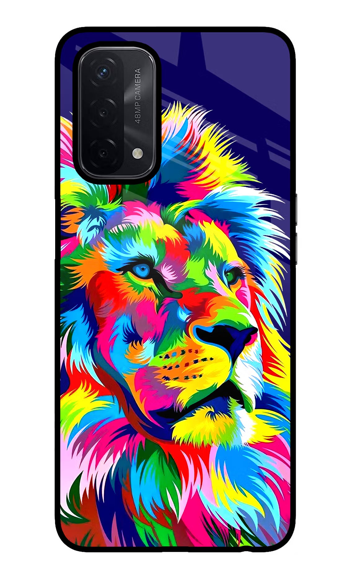 Vector Art Lion Oppo A74 5G Glass Case Back Cover by Casekaro