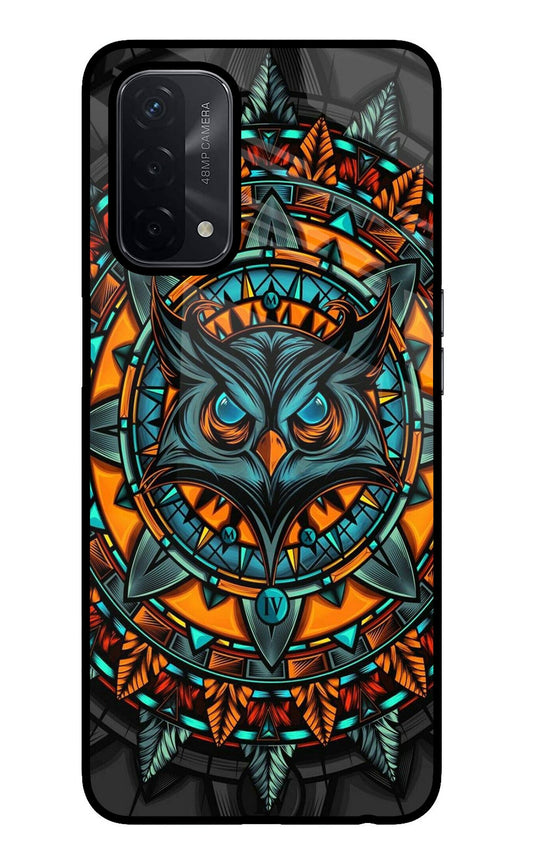 Angry Owl Art Oppo A74 5G Glass Case