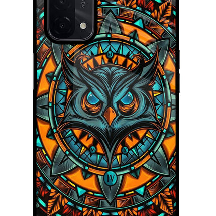 Angry Owl Art Oppo A74 5G Glass Case Back Cover by Casekaro