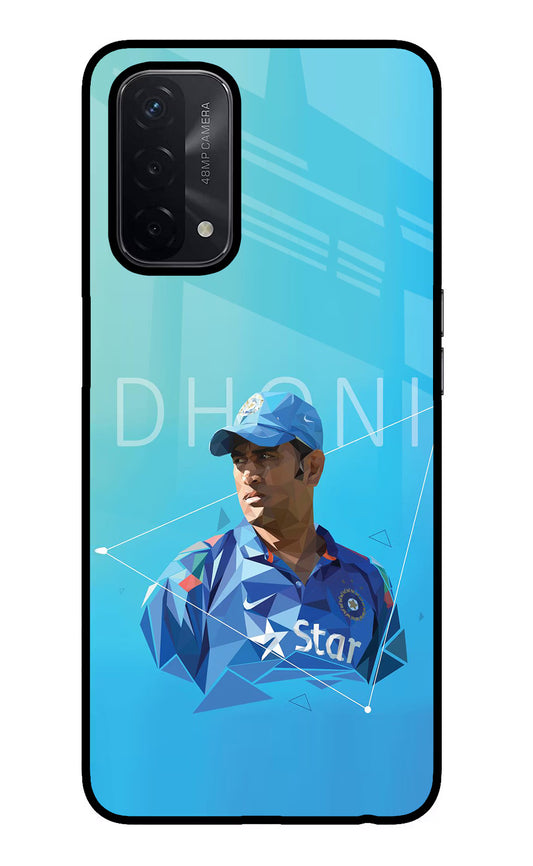 Dhoni Artwork Oppo A74 5G Glass Case