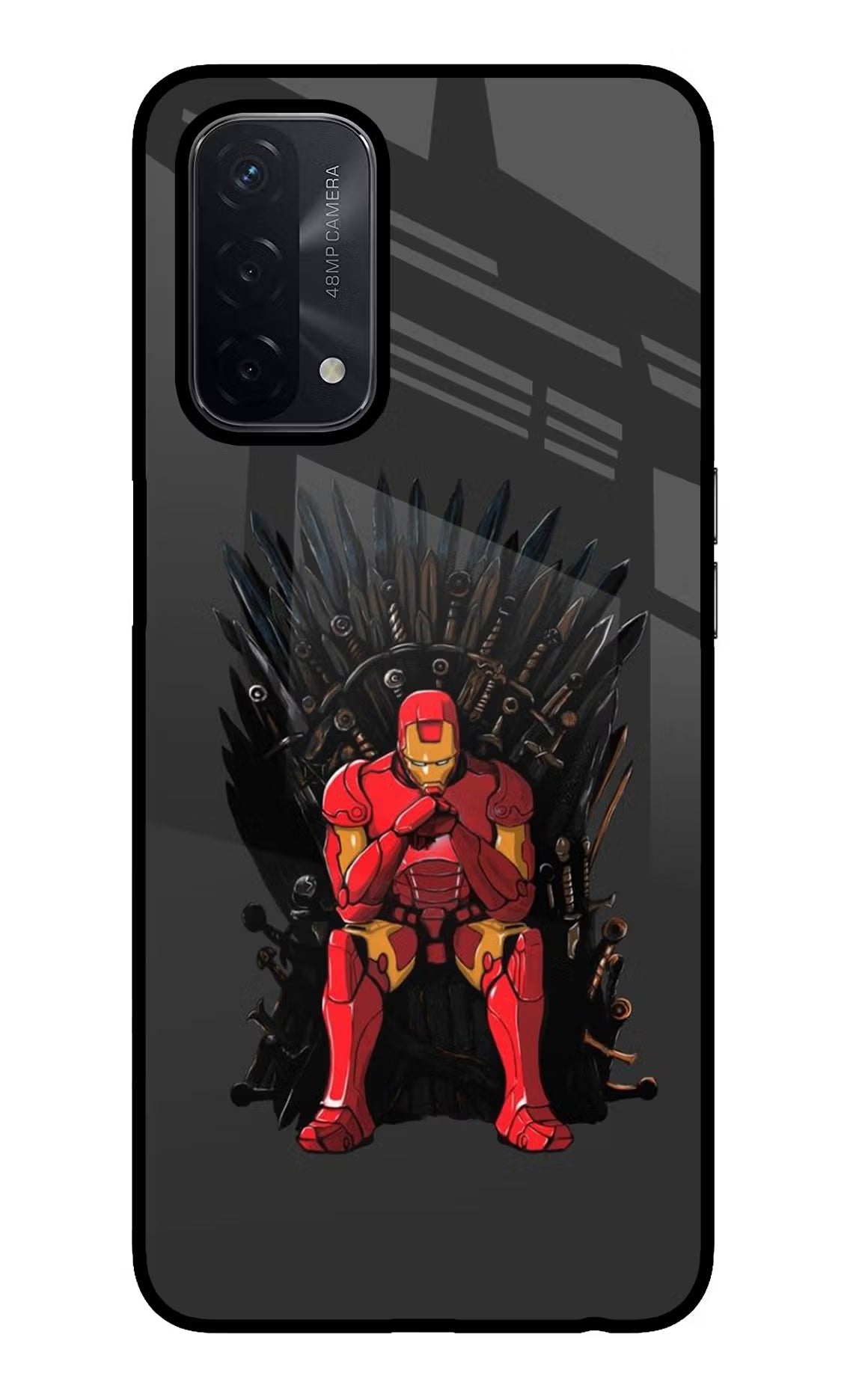 Ironman Throne Oppo A74 5G Glass Case Back Cover by Casekaro