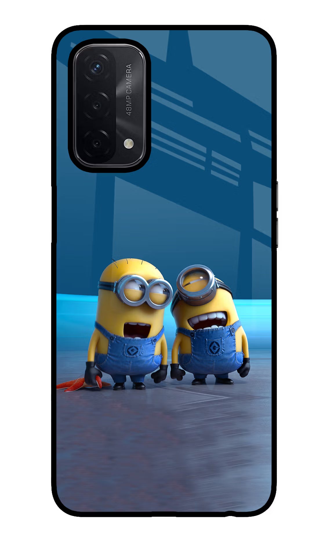 Minion Laughing Oppo A74 5G Glass Case Back Cover by Casekaro