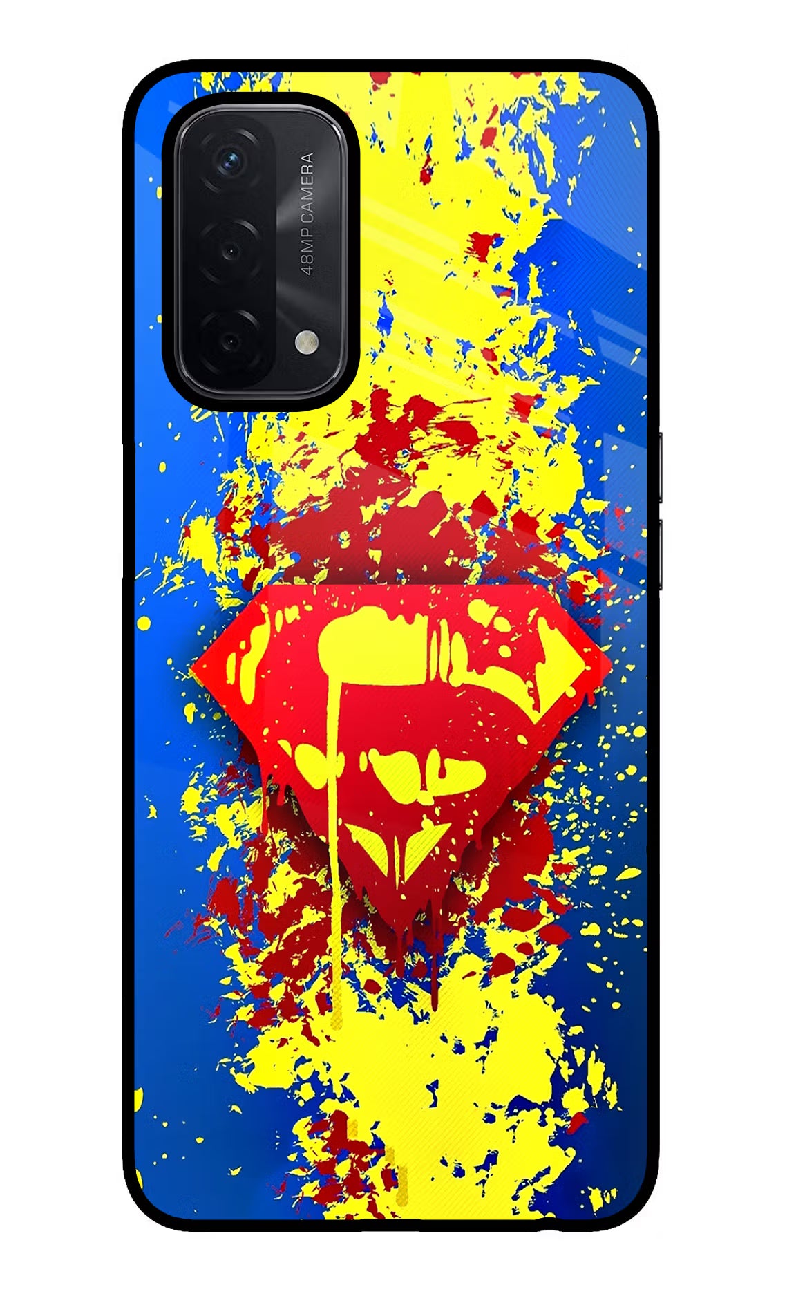 Superman logo Oppo A74 5G Glass Case Back Cover by Casekaro