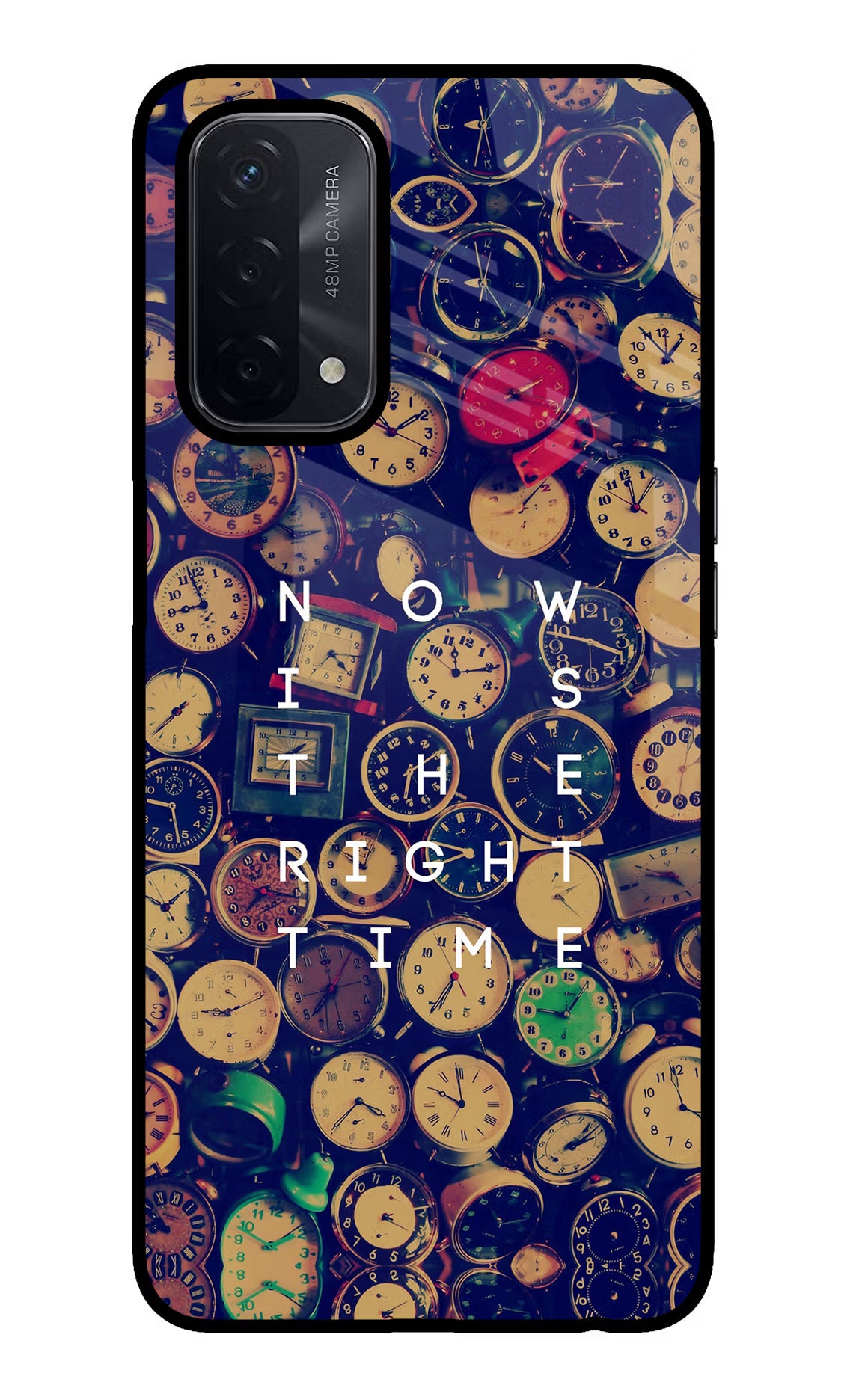 Now is the Right Time Quote Oppo A74 5G Glass Case Back Cover by Casekaro