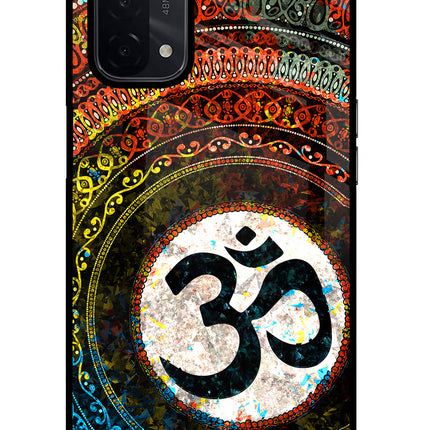 Om Cultural Oppo A74 5G Glass Case Back Cover by Casekaro