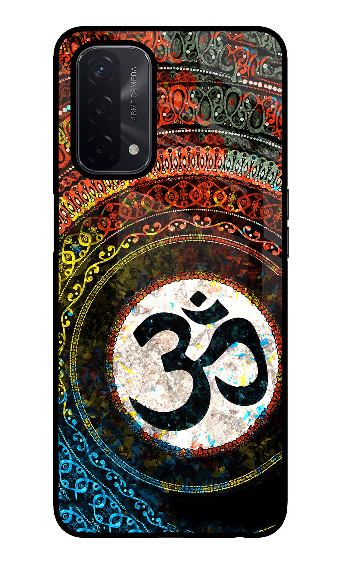 Om Cultural Oppo A74 5G Glass Case Back Cover by Casekaro
