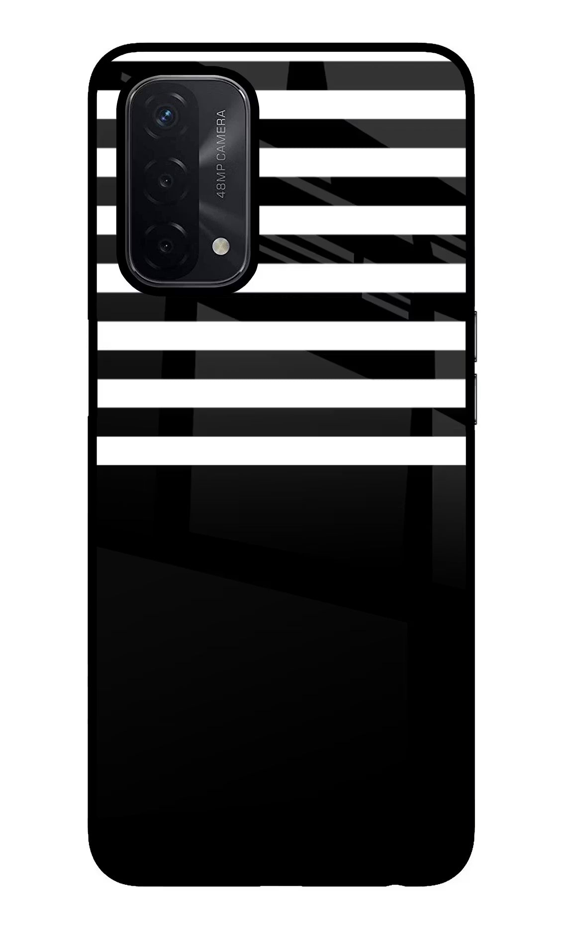 Black and White Print Oppo A74 5G Glass Case Back Cover by Casekaro