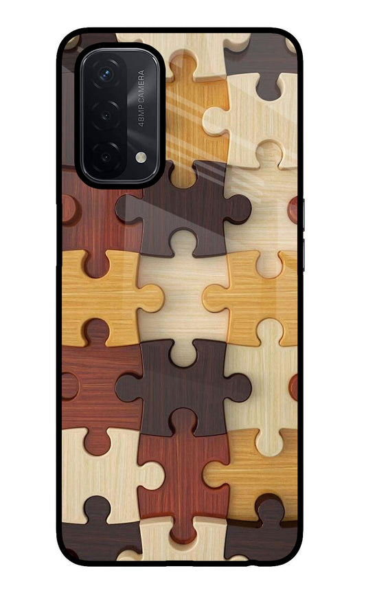 Wooden Puzzle Oppo A74 5G Glass Case