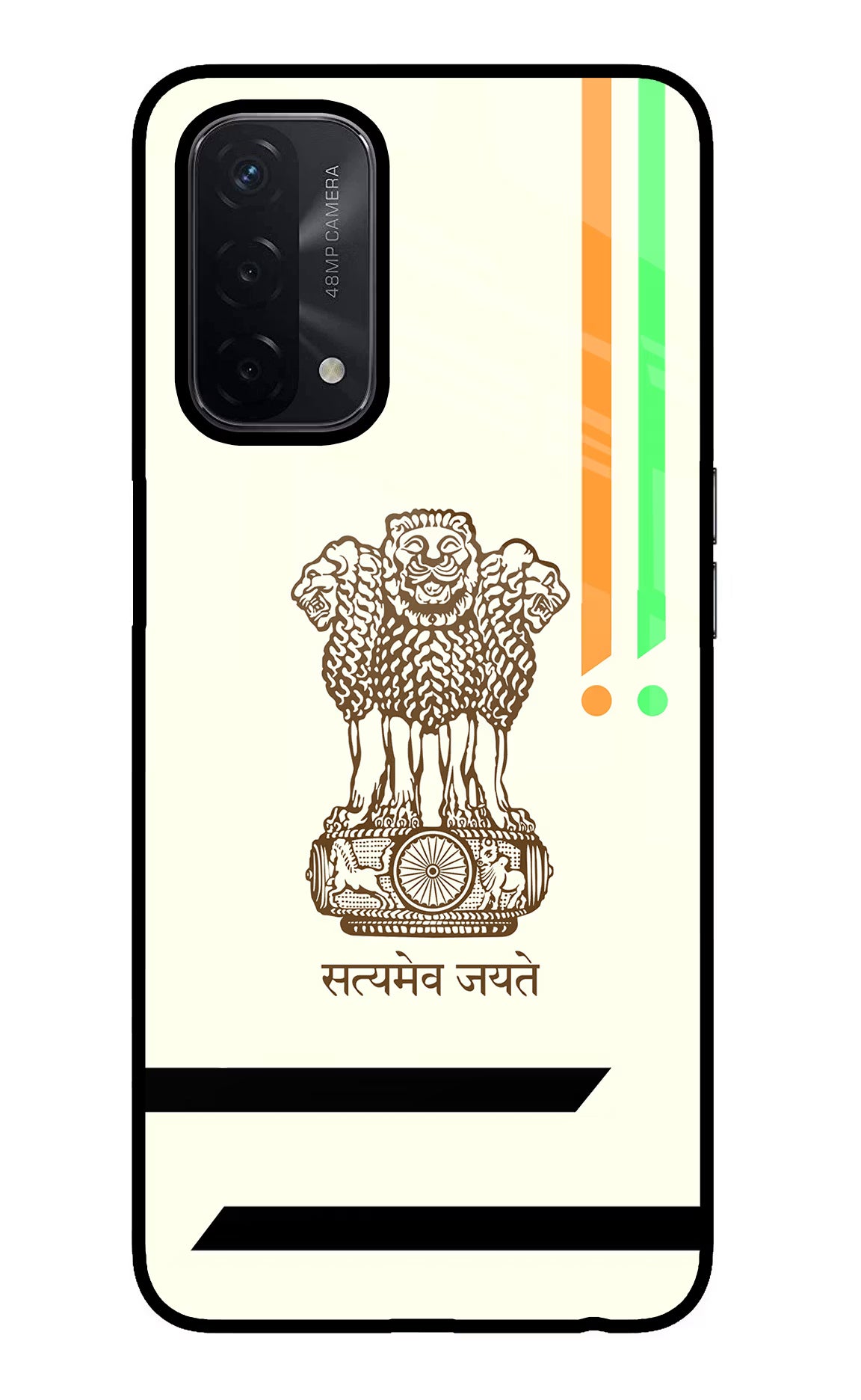 Satyamev Jayate Brown Logo Oppo A74 5G Glass Case Back Cover by Casekaro