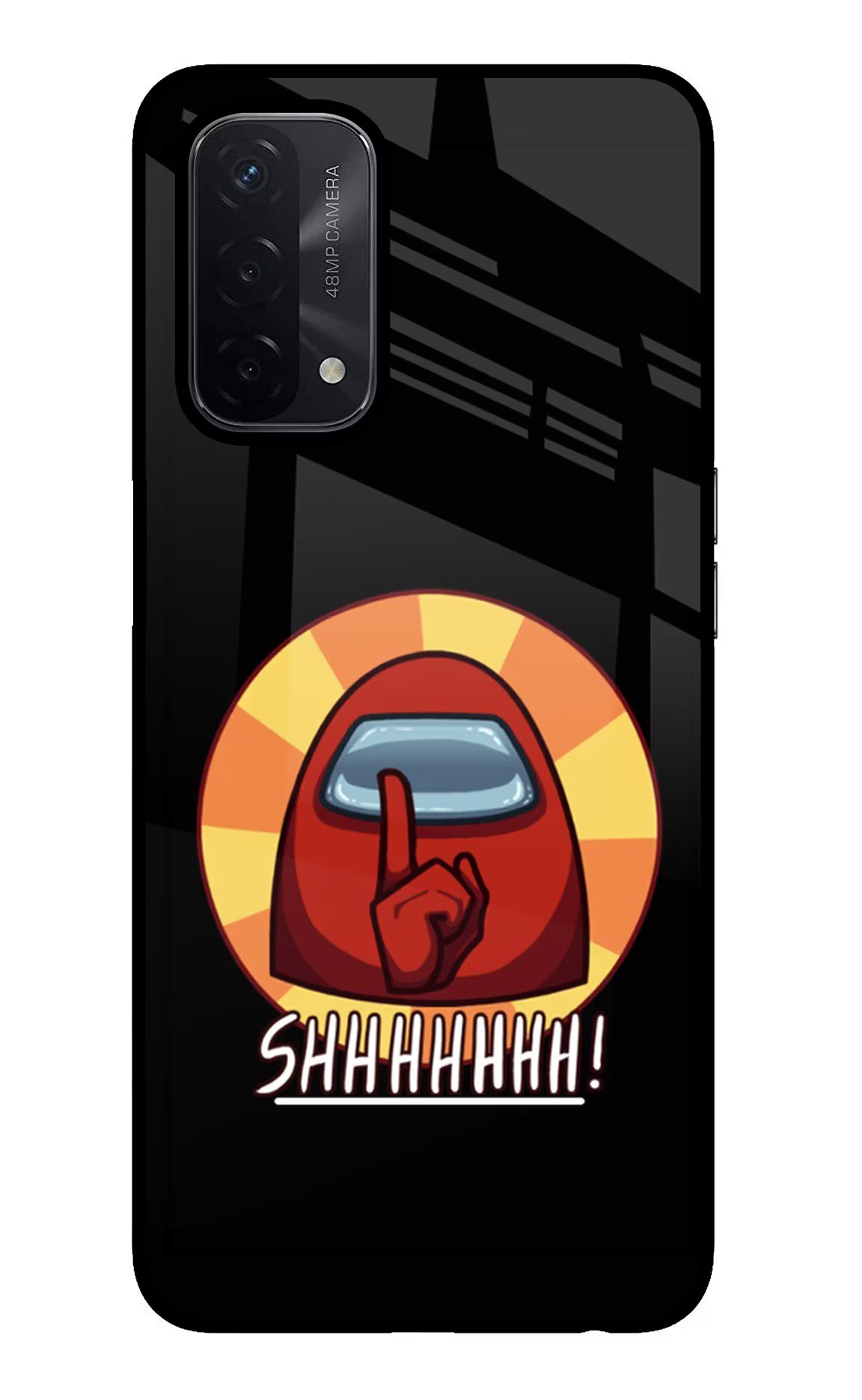 Among Us Shhh! Oppo A74 5G Glass Case Back Cover by Casekaro