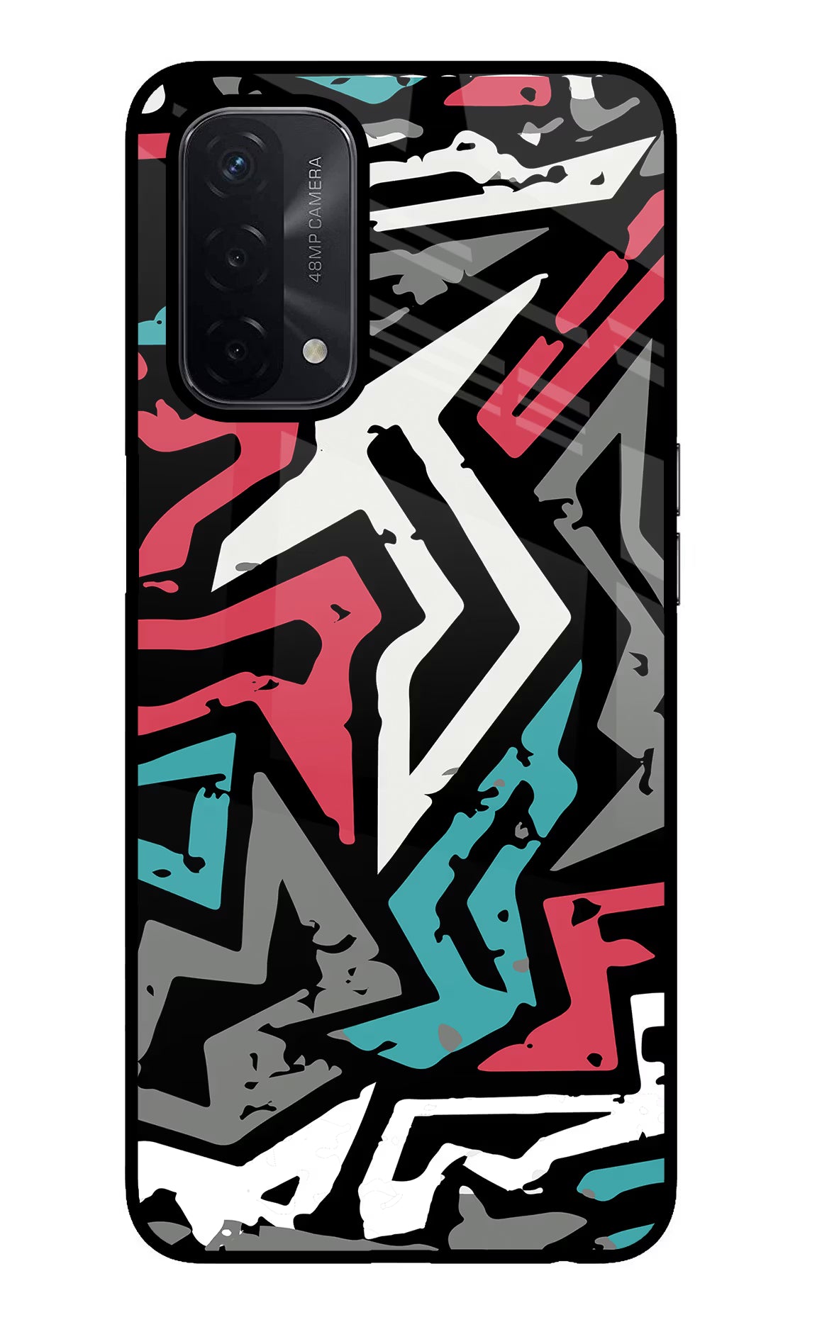 Geometric Graffiti Oppo A74 5G Glass Case Back Cover by Casekaro