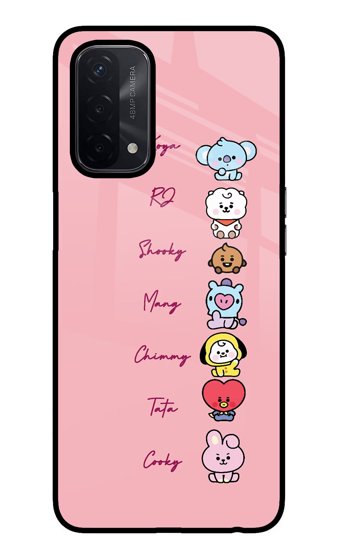 BTS names Oppo A74 5G Glass Case Back Cover by Casekaro