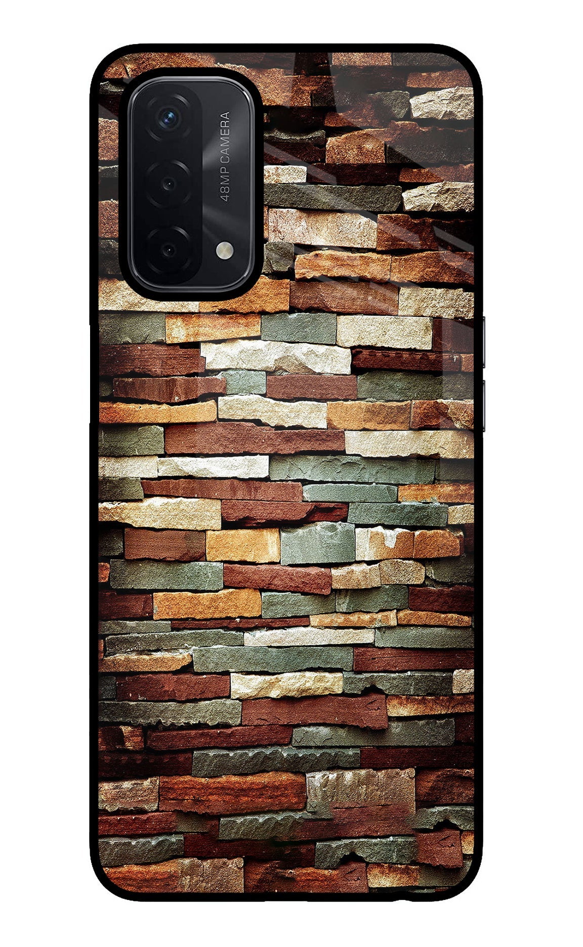 Bricks Pattern Oppo A74 5G Glass Case