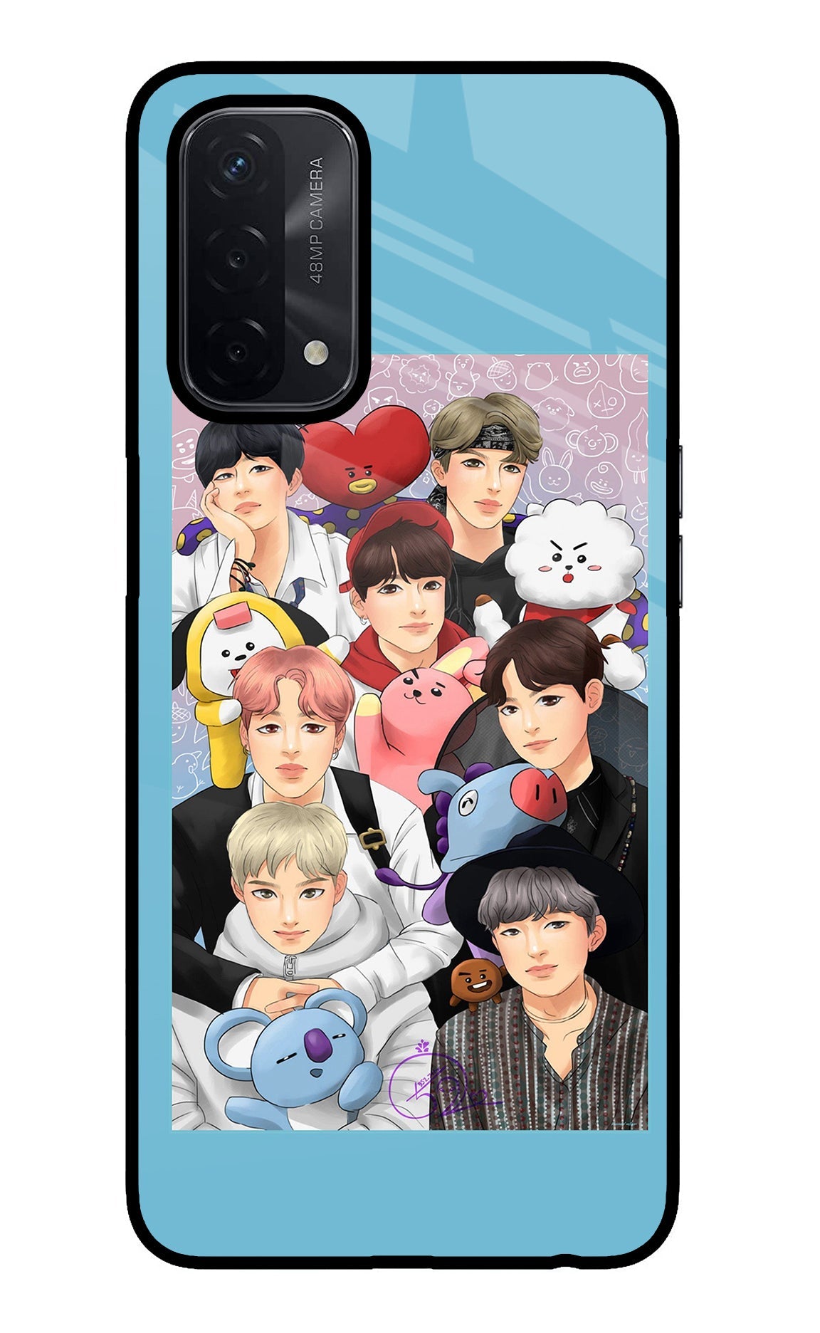 BTS with animals Oppo A74 5G Glass Case