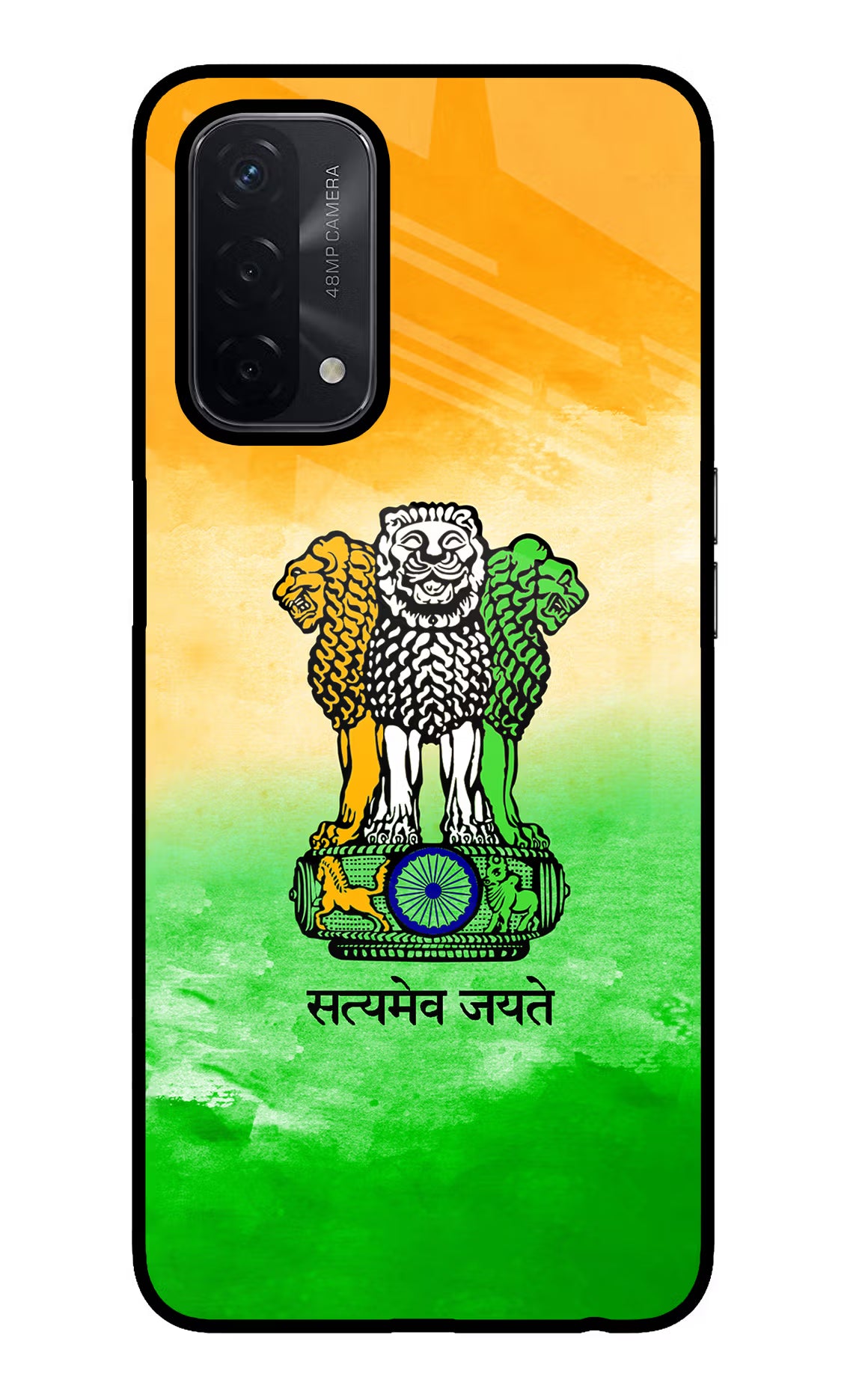 Satyamev Jayate Flag Oppo A74 5G Glass Case Back Cover by Casekaro