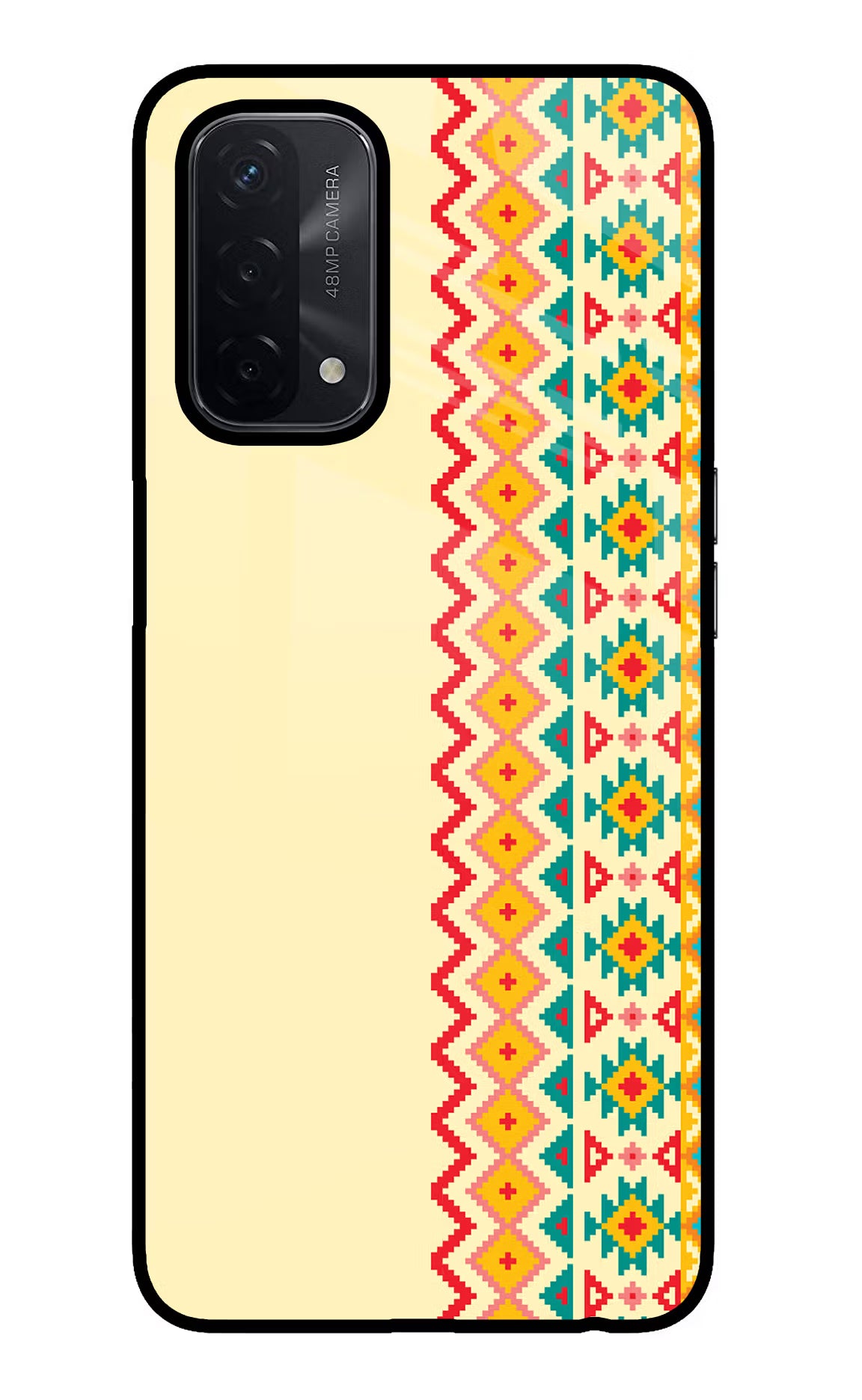 Ethnic Seamless Oppo A74 5G Glass Case Back Cover by Casekaro