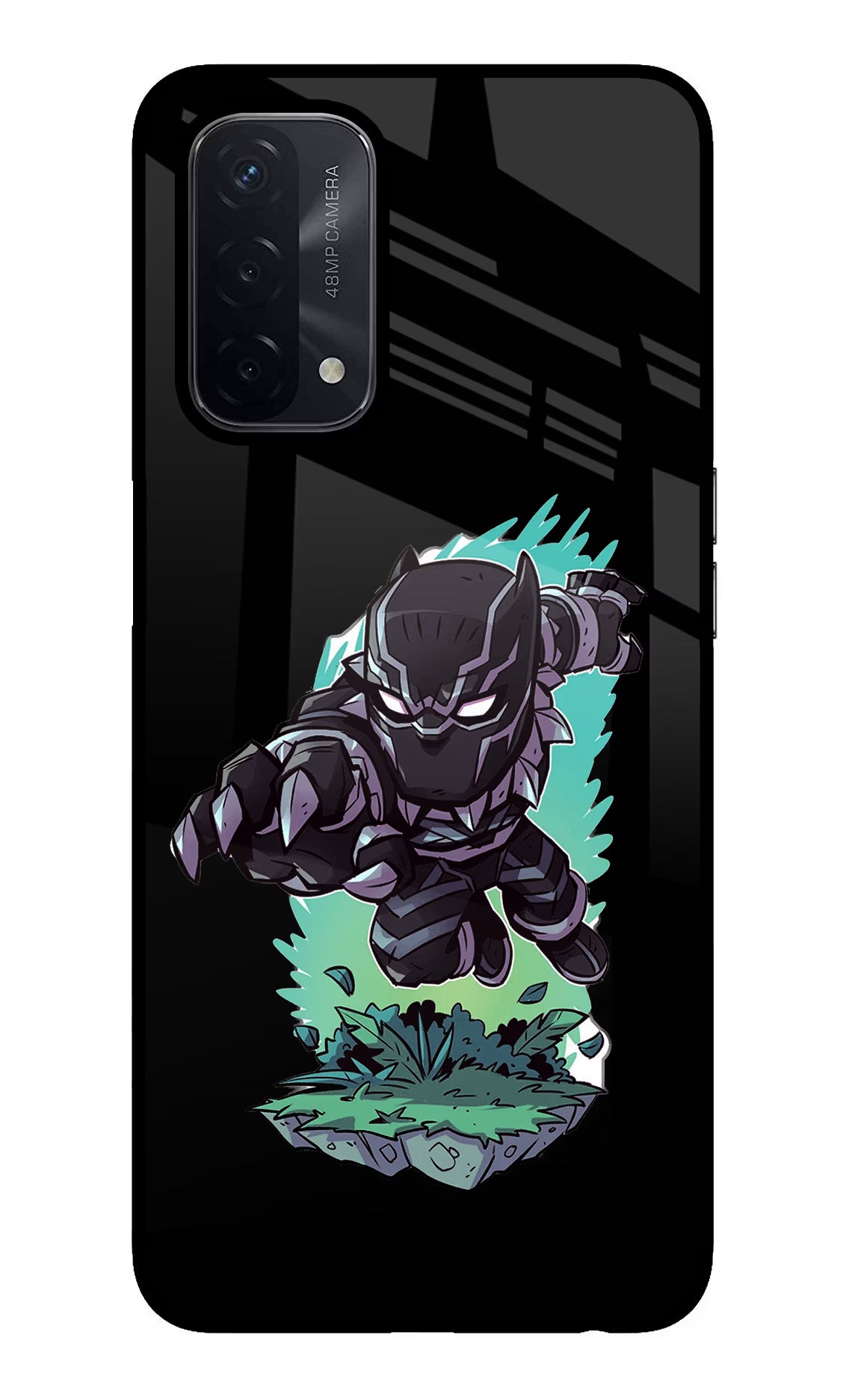 Black Panther Oppo A74 5G Glass Case Back Cover by Casekaro