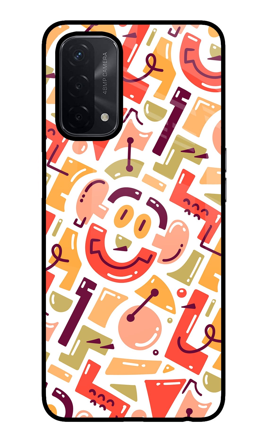 Doodle Pattern Oppo A74 5G Glass Case