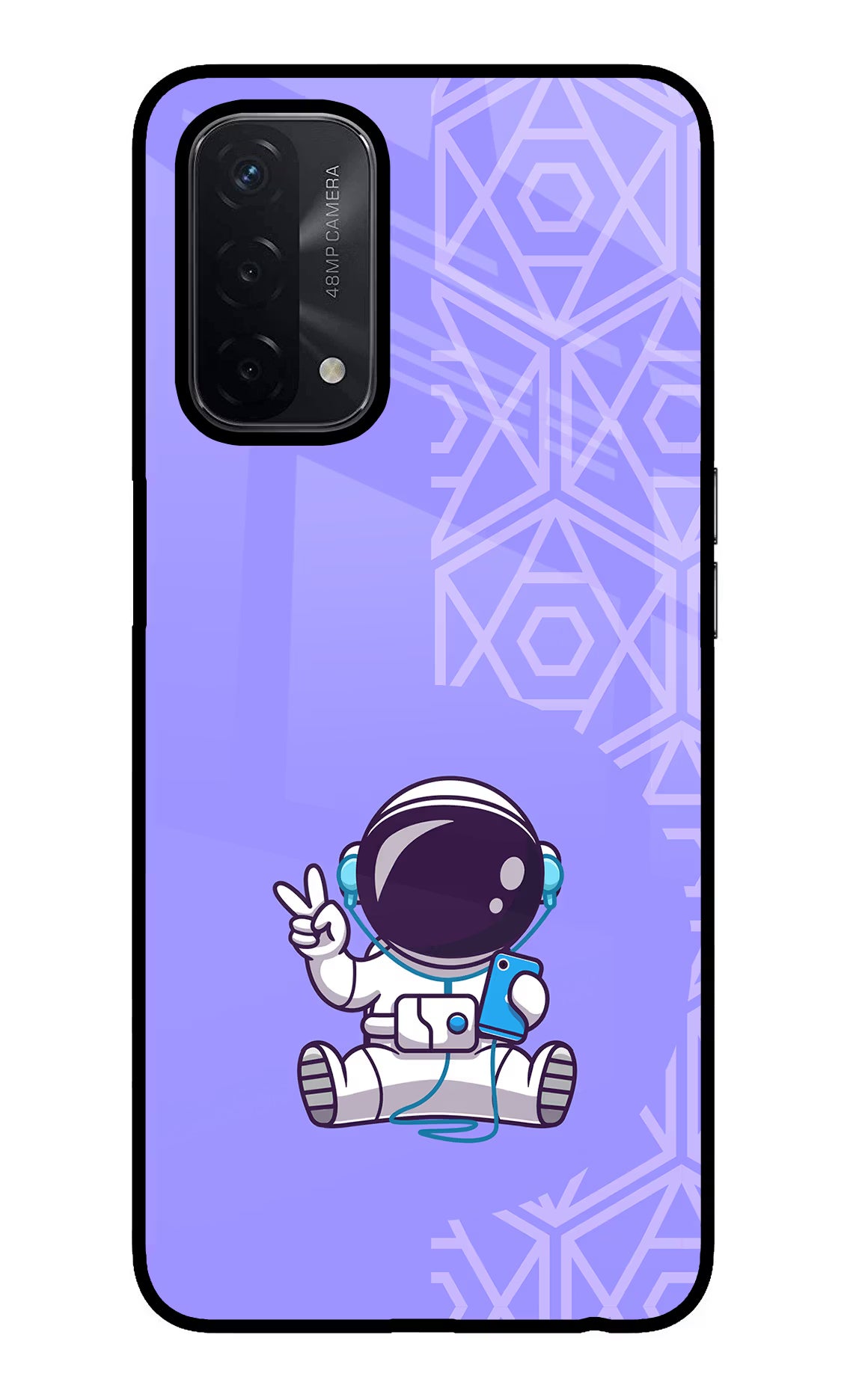 Cute Astronaut Chilling Oppo A74 5G Glass Case Back Cover by Casekaro