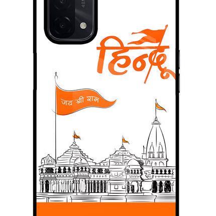 Jai Shree Ram Hindu Oppo A74 5G Glass Case Back Cover by Casekaro