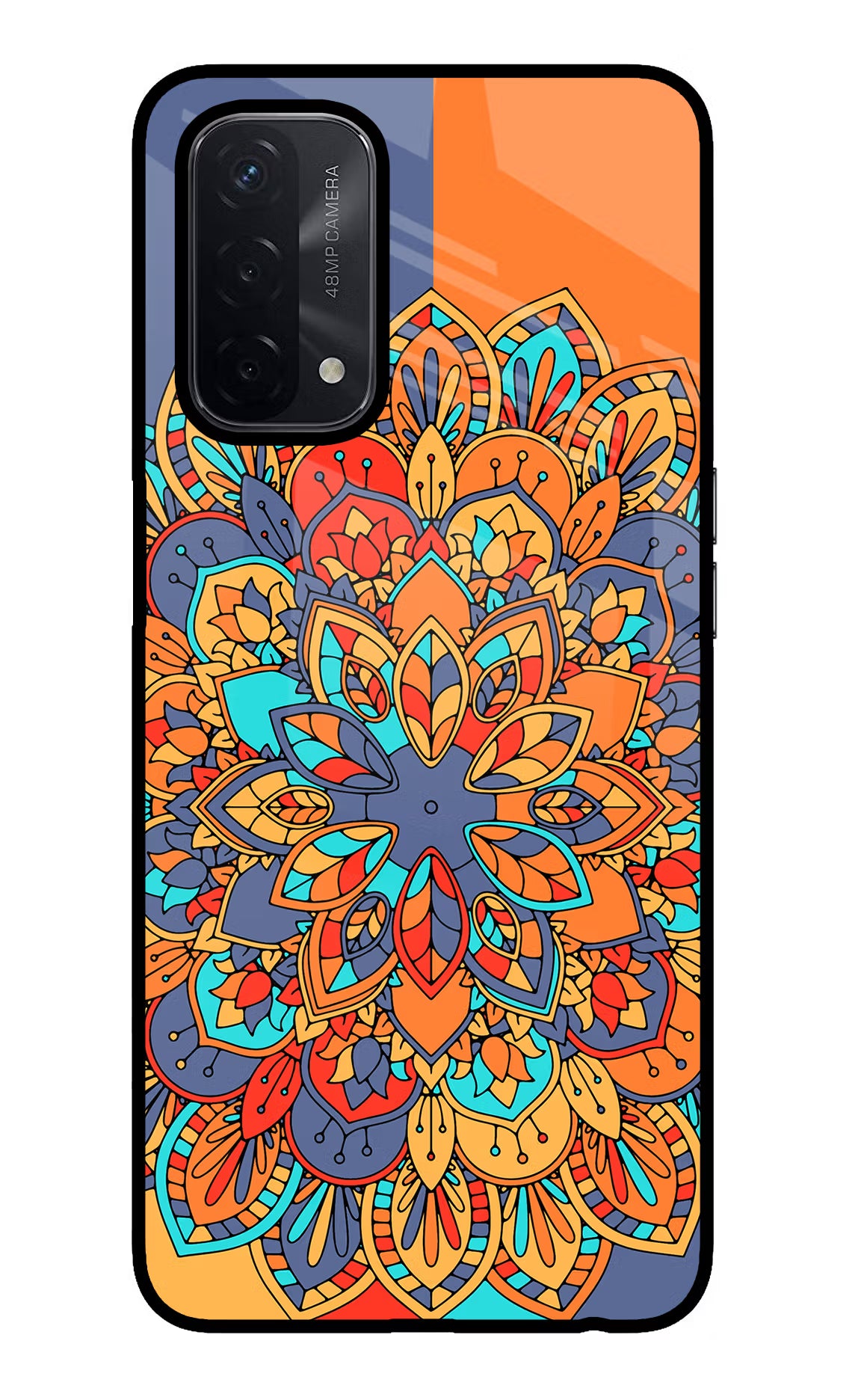Color Mandala Oppo A74 5G Glass Case Back Cover by Casekaro