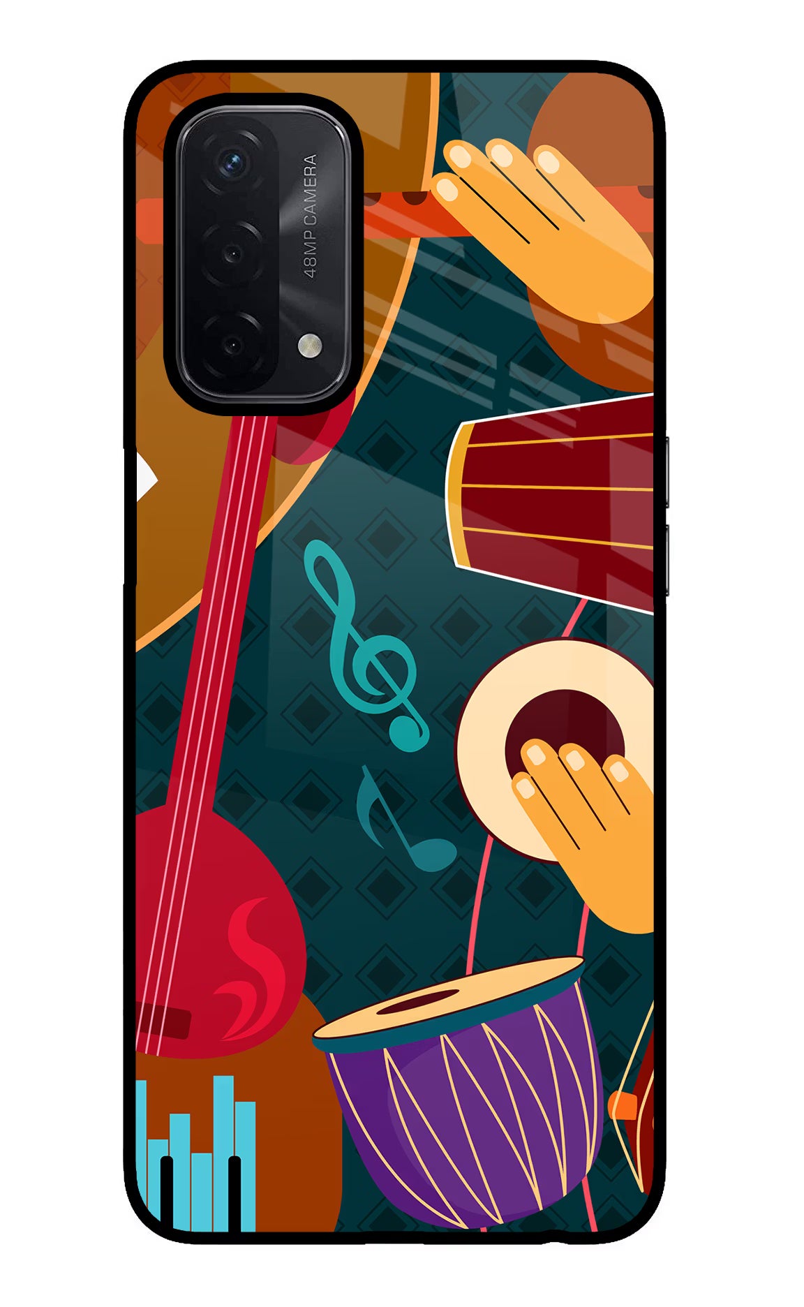 Music Instrument Oppo A74 5G Glass Case Back Cover by Casekaro
