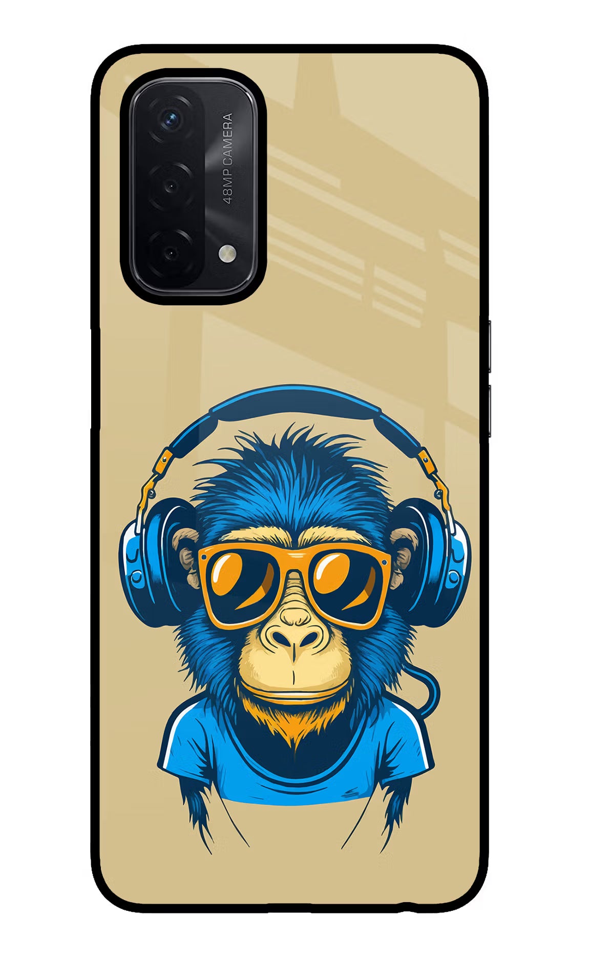 Monkey Headphone Oppo A74 5G Glass Case Back Cover by Casekaro