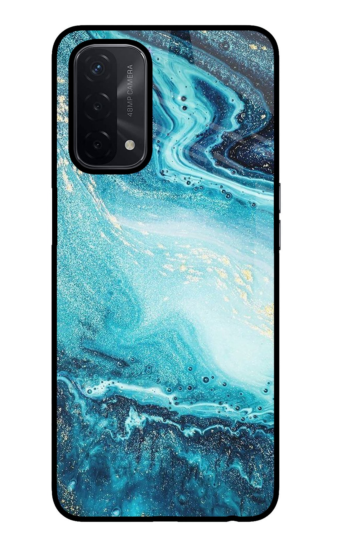 Blue Glitter Marble Oppo A74 5G Back Cover