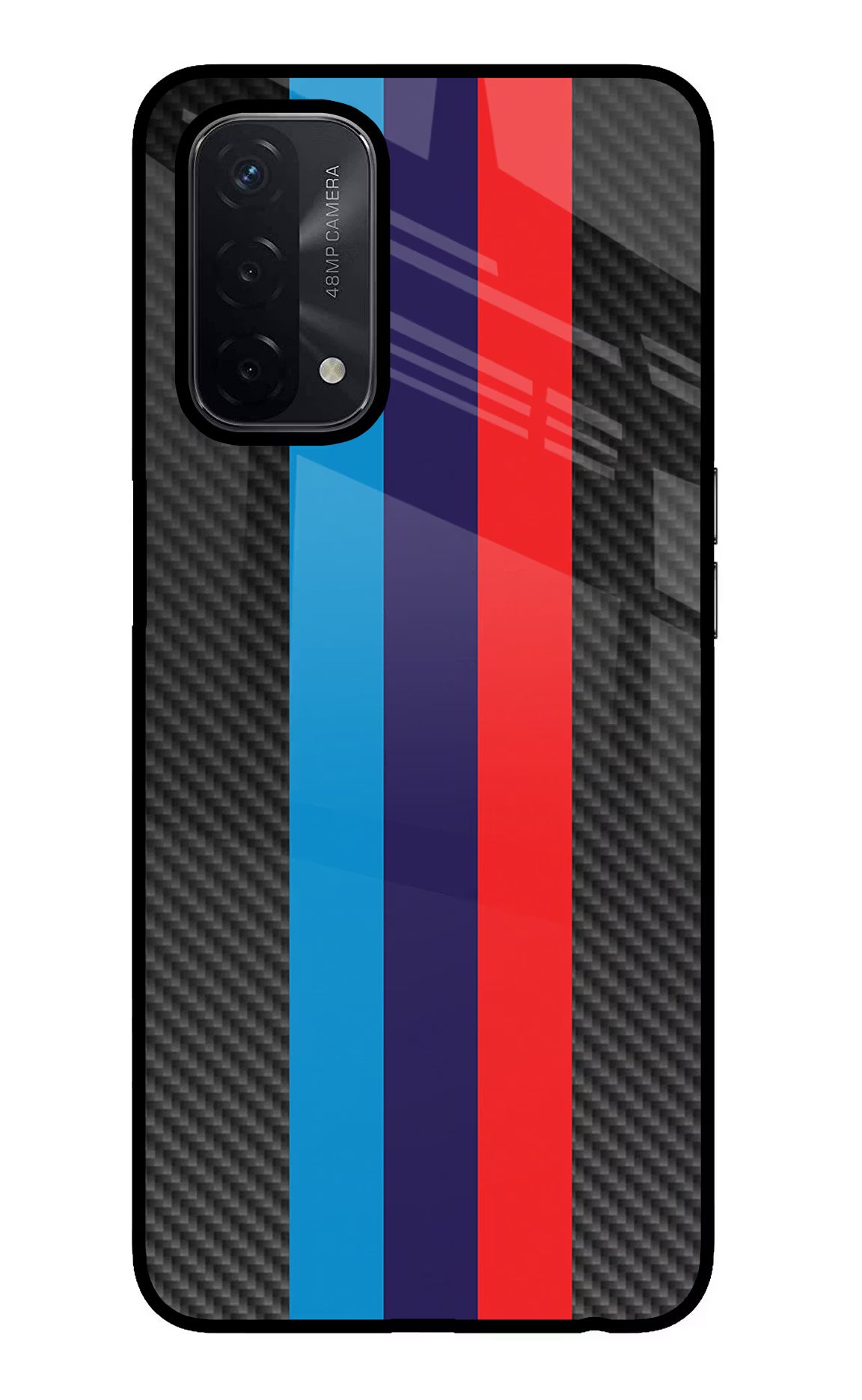 BMW Stripes Pattern Oppo A74 5G Glass Case Back Cover by Casekaro