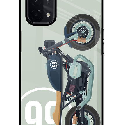 Classic Cafe Racer 99 Oppo A74 5G Glass Case Back Cover by Casekaro