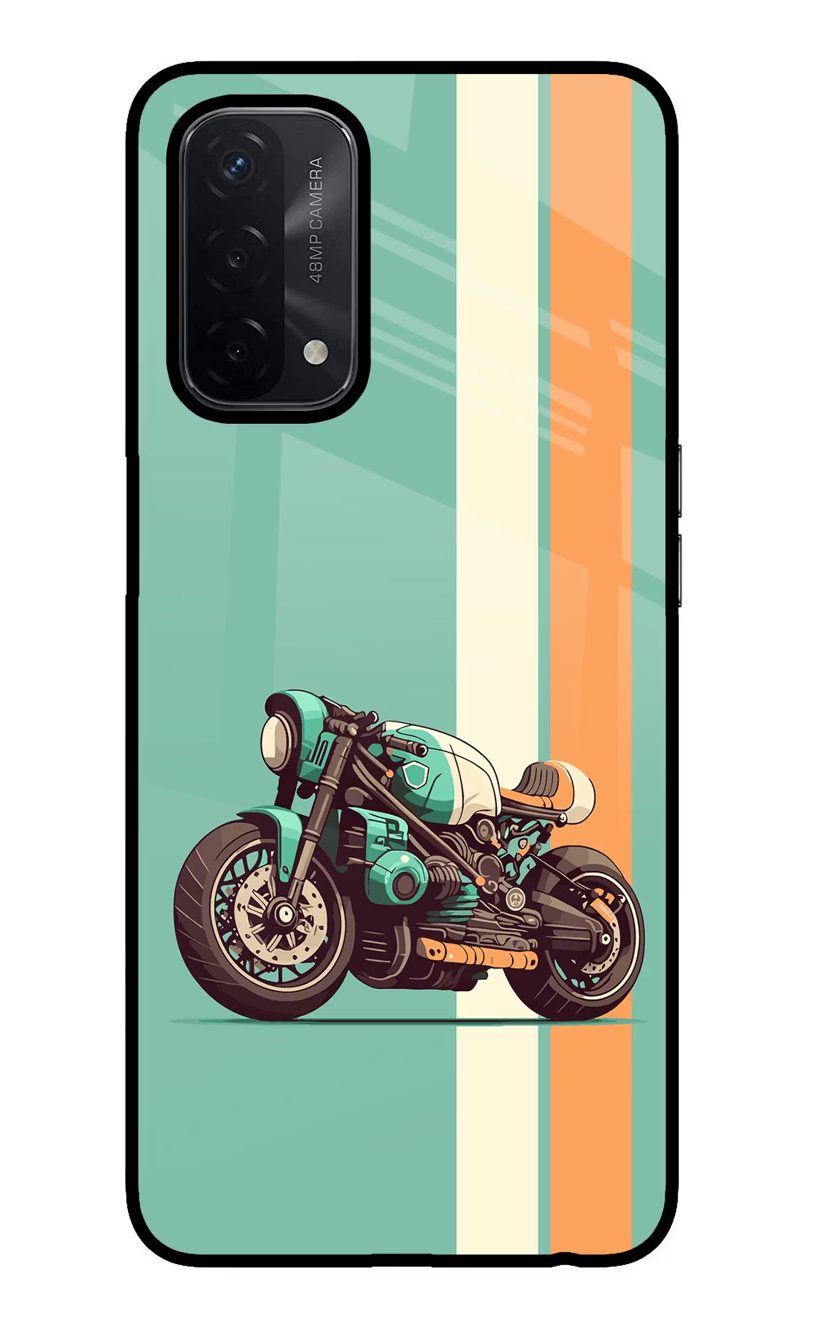 Striped Moto Drift Oppo A74 5G Glass Case Back Cover by Casekaro