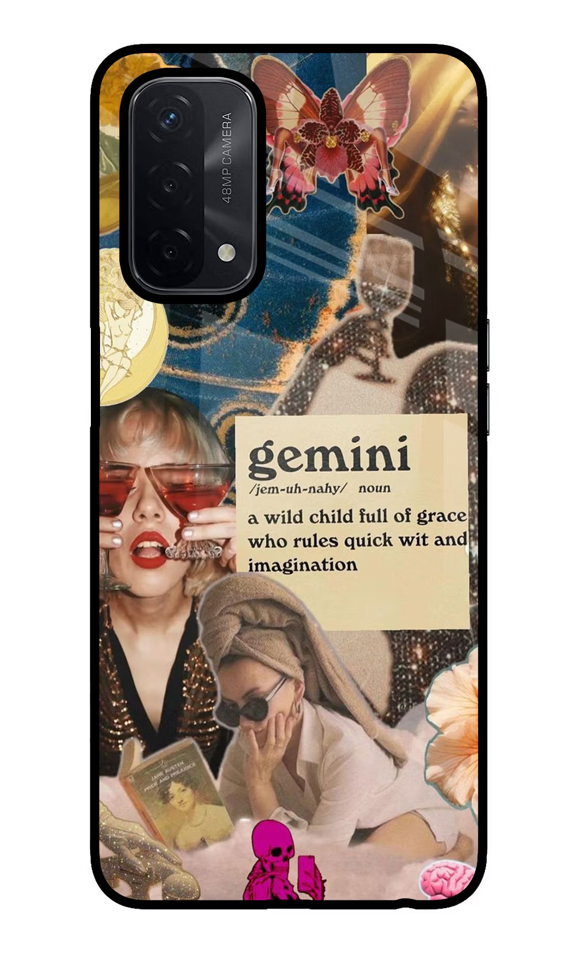 Gemini Zodiac Oppo A74 5G Glass Case Back Cover by Casekaro