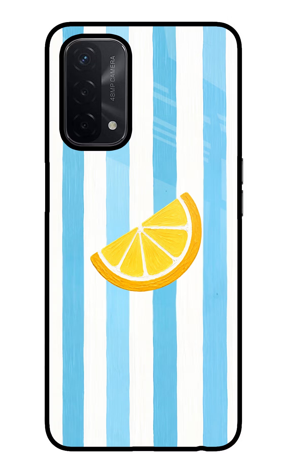 Summer Lemon Oppo A74 5G Glass Case Back Cover by Casekaro