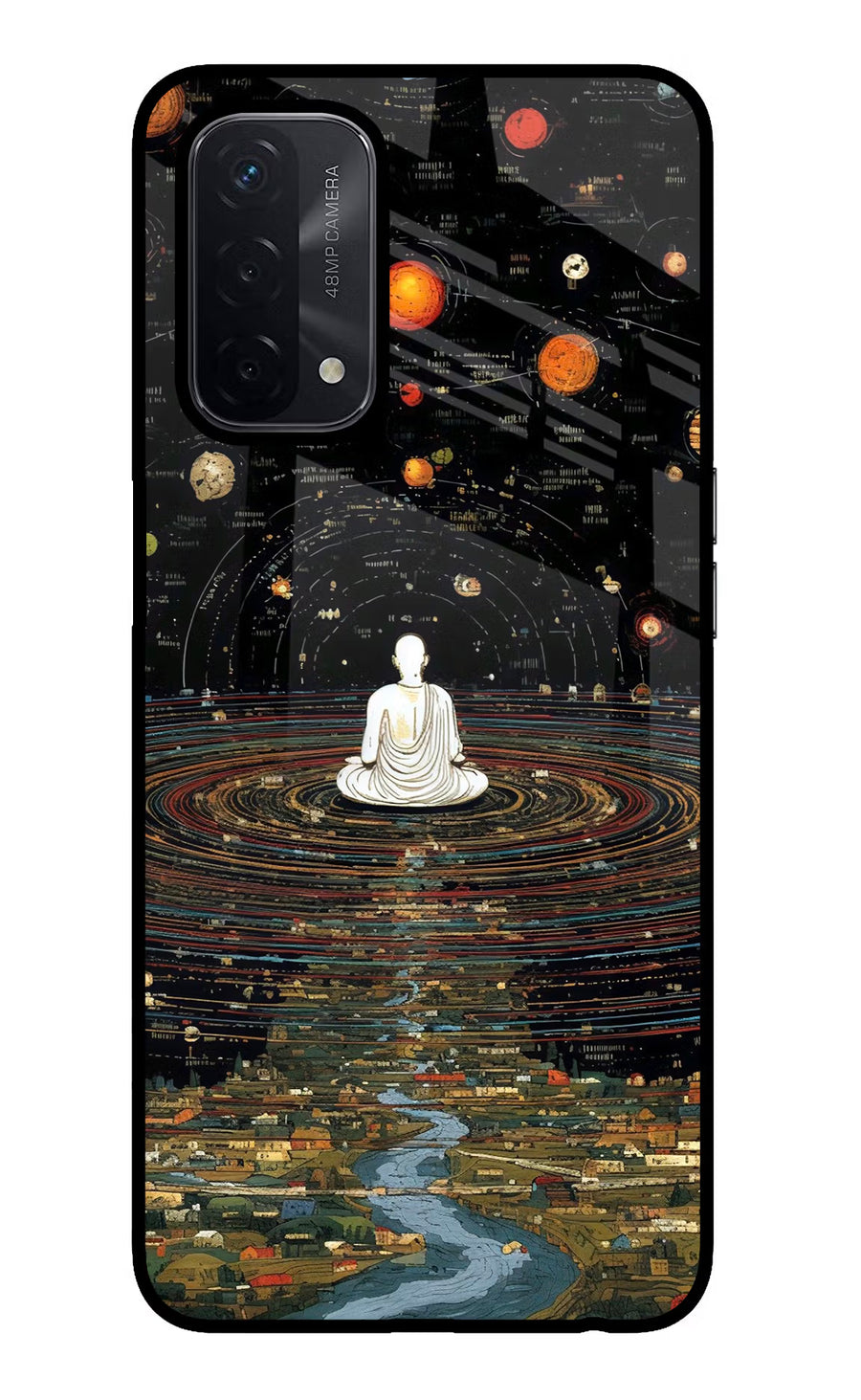 Space Monk Oppo A74 5G Back Cover, Glass case