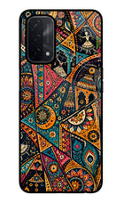 Folk Print Oppo A74 5G Glass Case