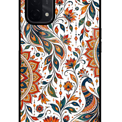 White Mayura Oppo A74 5G Glass Case