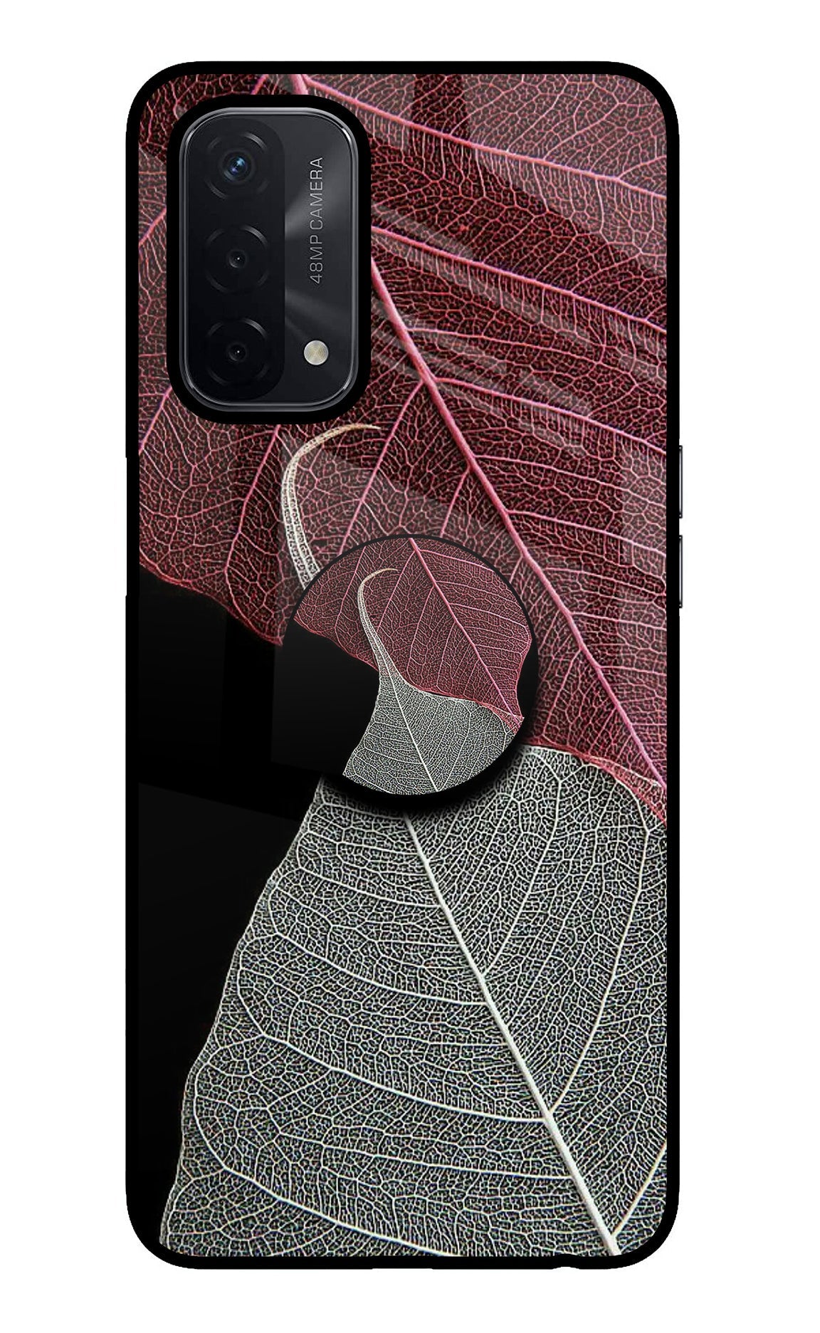 Leaf Pattern Oppo A74 5G Glass Case