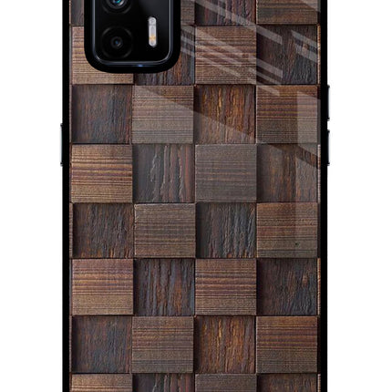 Wooden Cube Design Realme X7 Max Glass Case Back Cover by Casekaro