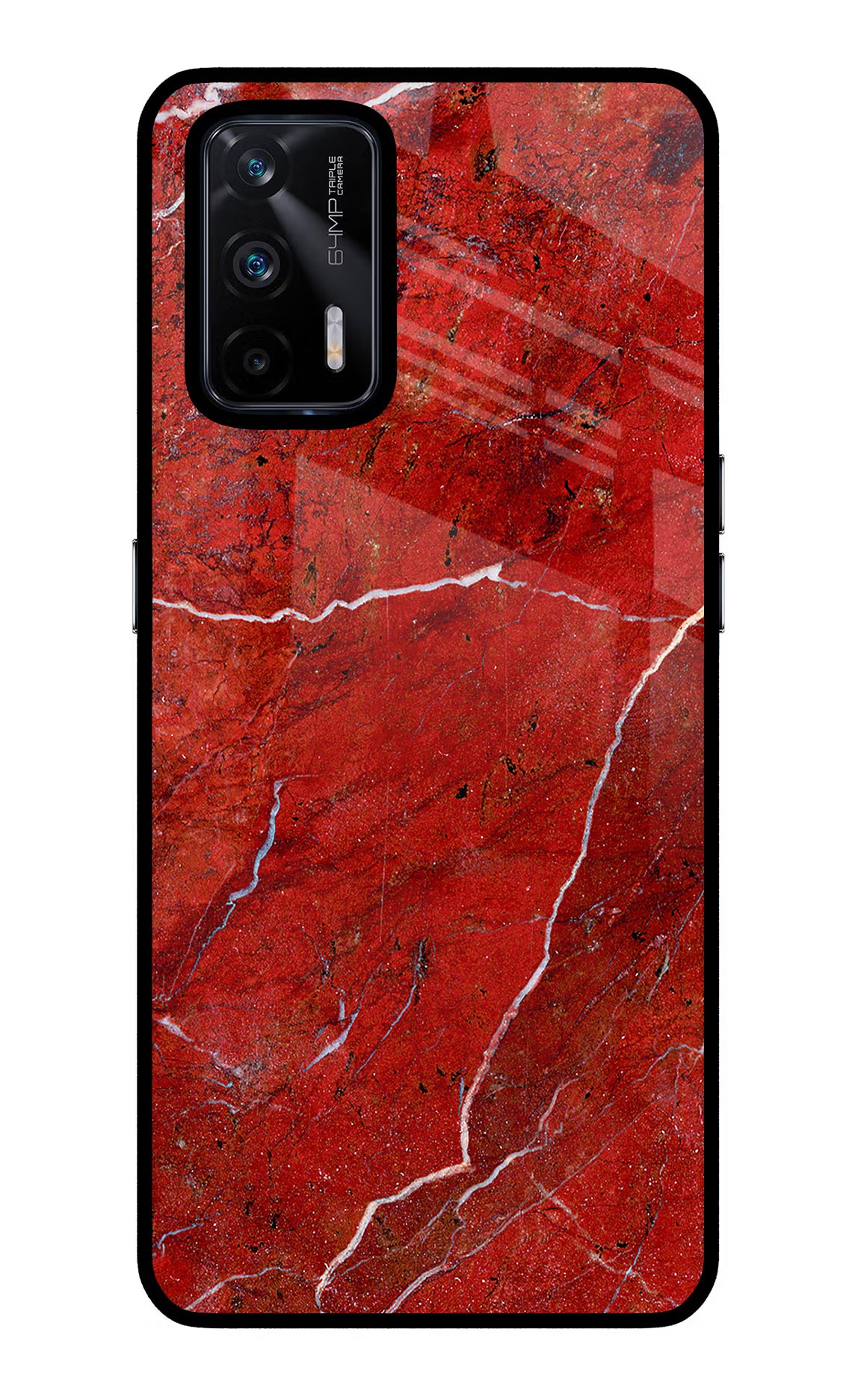 Red Marble Design Realme X7 Max Glass Case