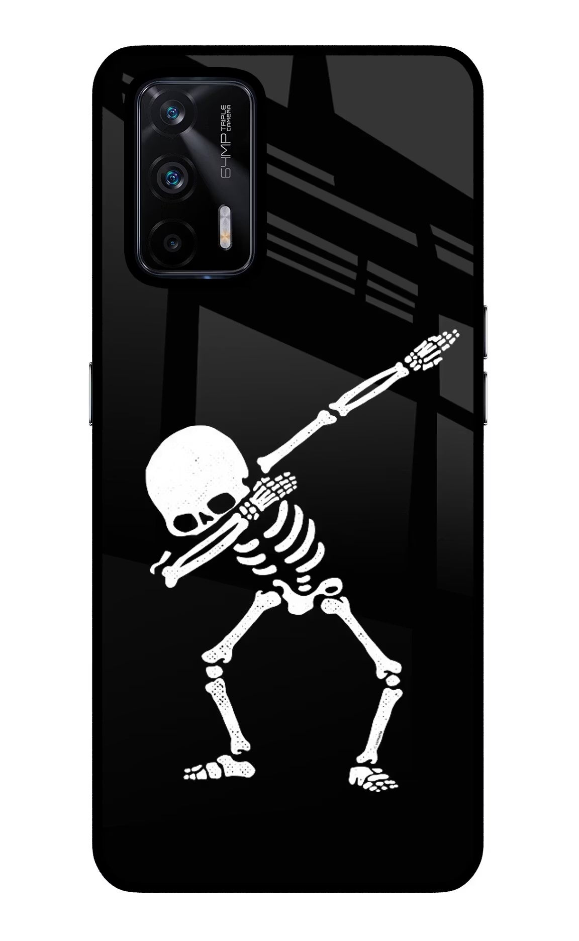 Dabbing Skeleton Art Realme X7 Max Glass Case