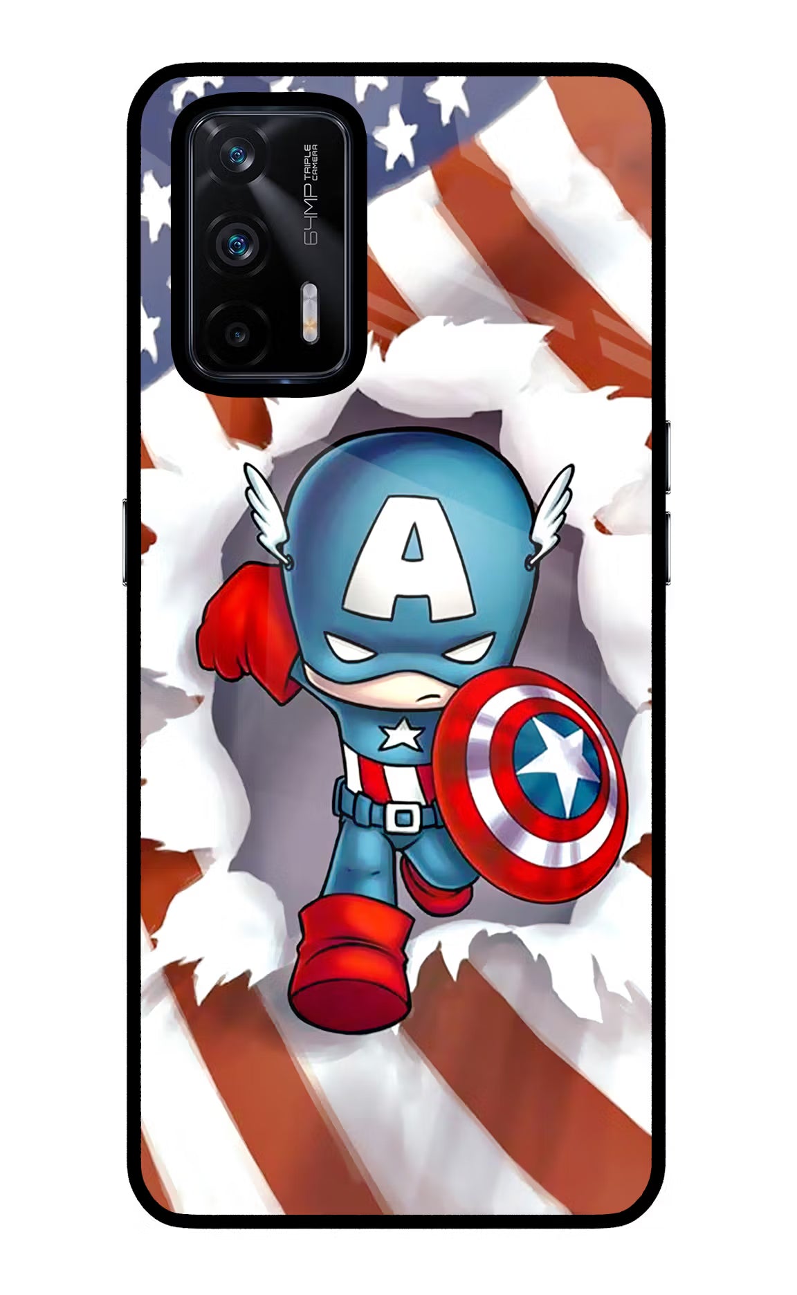 Captain America Realme X7 Max Glass Case Back Cover by Casekaro