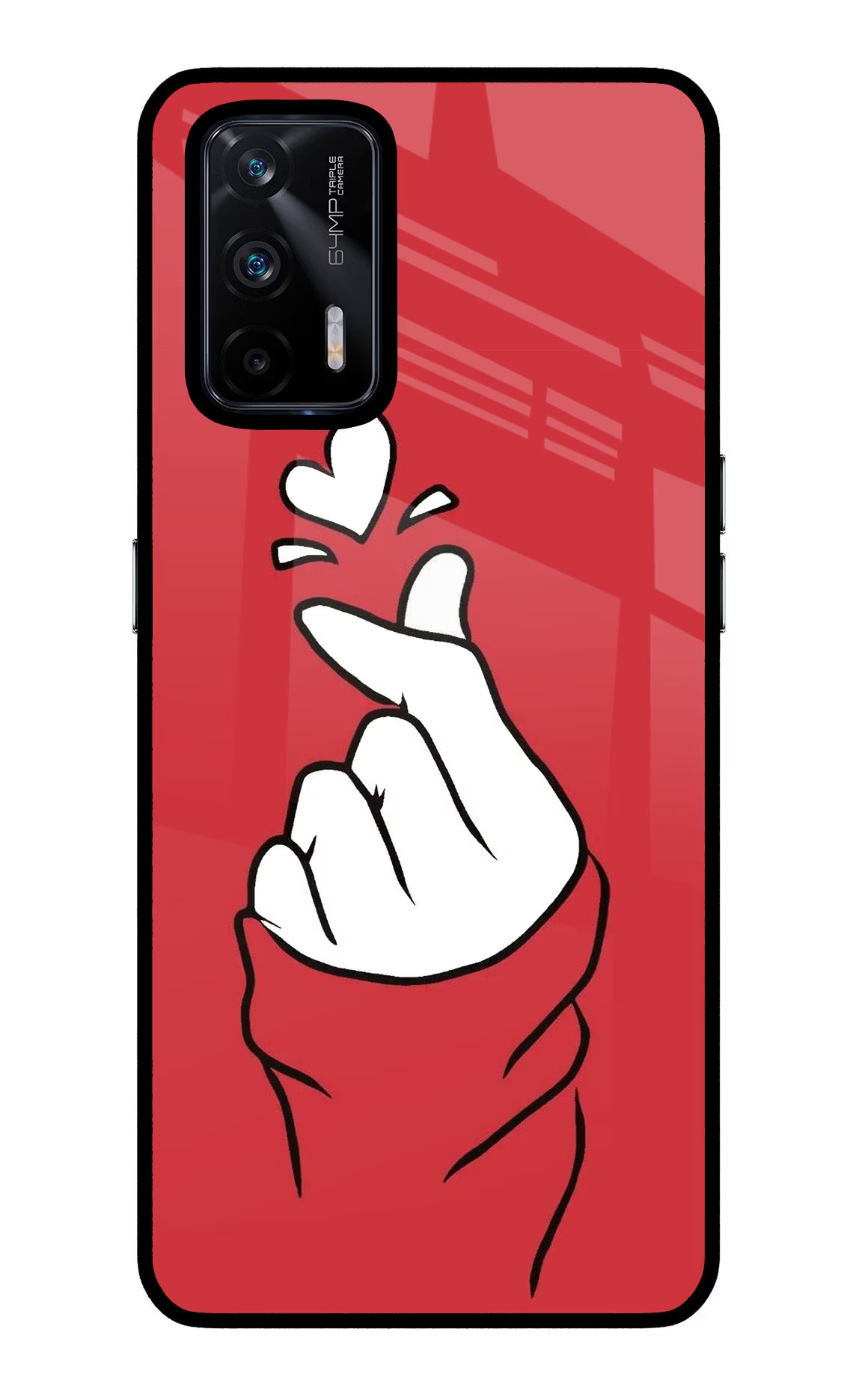 Korean Love Sign Realme X7 Max Glass Case Back Cover by Casekaro