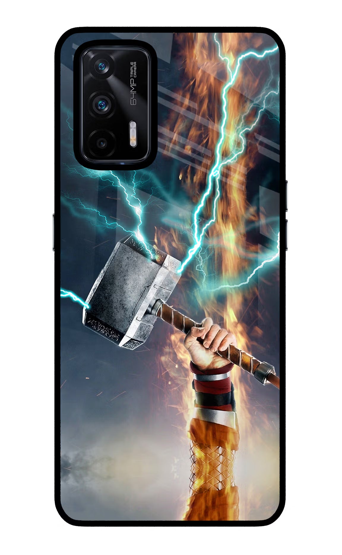 Thor Hammer Mjolnir Realme X7 Max Glass Case Back Cover by Casekaro