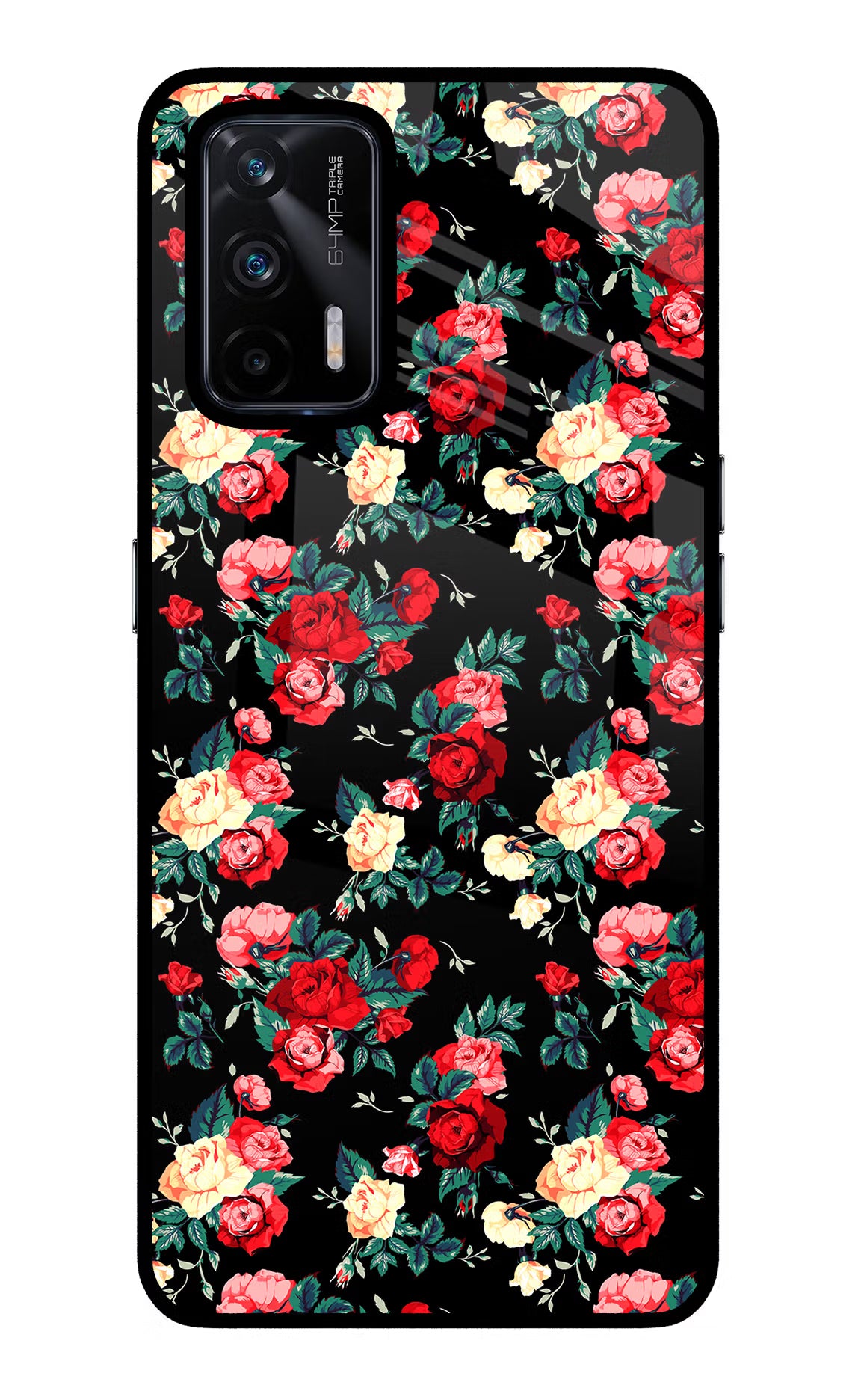 Rose Pattern Realme X7 Max Glass Case Back Cover by Casekaro